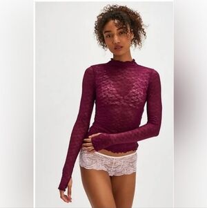 Free People From The Start Mockneck Long Sleeve. NWT. Berry bandit